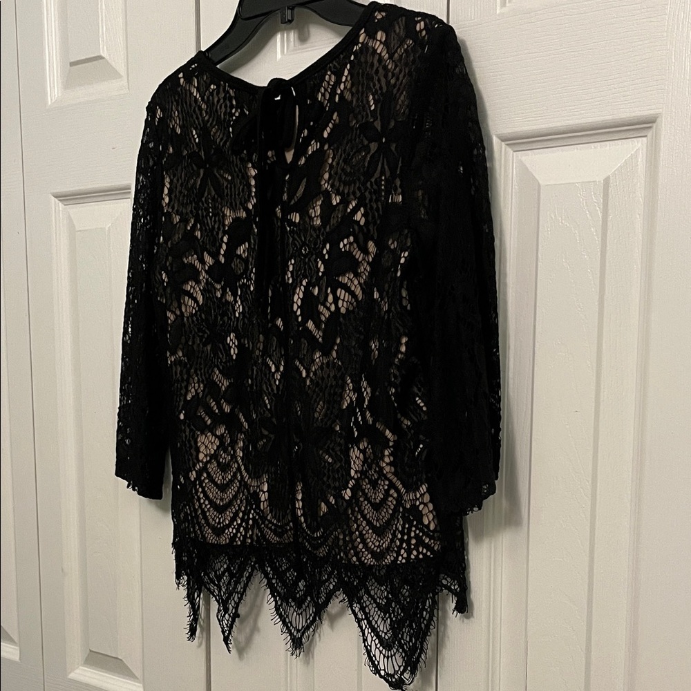 love, Fire Black Lace Blouse Medium - Picture 7 of 8